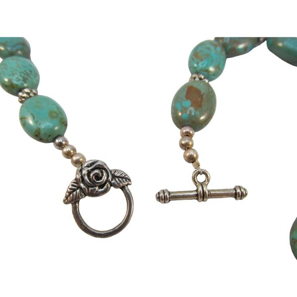 Green Gemstone Bead Necklace with Connecting Donut Pendant Set - Picture 7 of 12